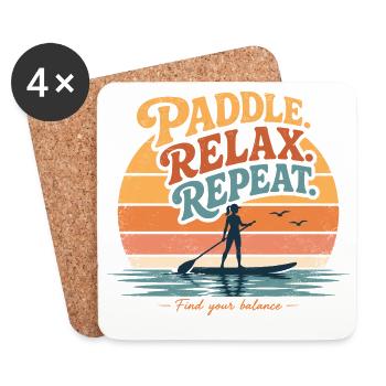 Paddle Relax Repeat SUP Shirt - Untersetzer (4er-Set) - Weiß - Vorne