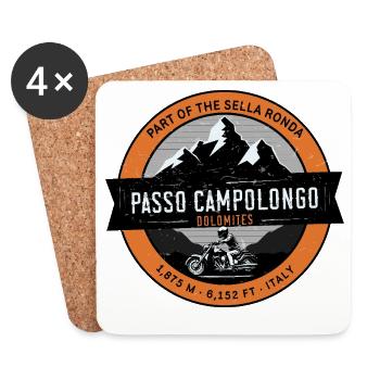 Passo Campolongo Dolomites Motorcycle T-Shirt - Coasters (set of 4) - white - Front
