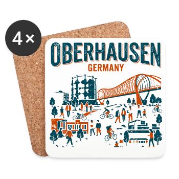 Gasomètre d’Oberhausen Allemagne et skybridge - Dessous de verre (lot de 4) - blanc - Devant
