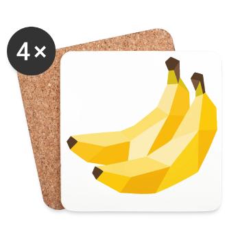 Bananes géométriques – Motif de fruits moderne - Dessous de verre (lot de 4) - blanc - Devant
