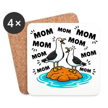 Maman Maman Maman - Mouettes drôles Enfants - Dessous de verre (lot de 4) - blanc - Devant