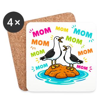 Maman Maman Maman - Mouettes drôles Enfants - Dessous de verre (lot de 4) - blanc - Devant