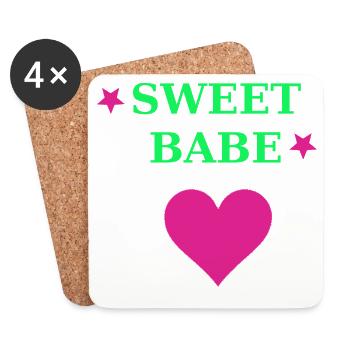 Sweet Babe Neon Herz Typo - Untersetzer (4er-Set) - Weiß - Vorne