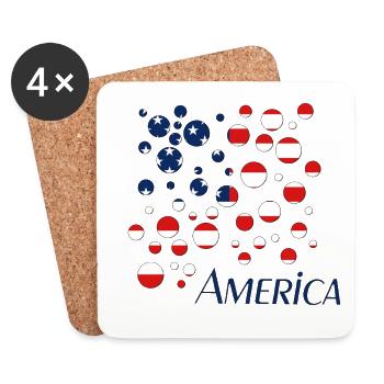Americana Flag Dots Collage - Coasters (set of 4) - white - Front