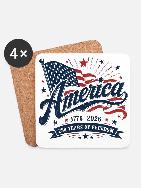 Amerika 250 Jahre Freiheit - Untersetzer (4er-Set) - Weiß