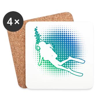 Geschenkidee für eine Tauch-Fanin mit Apnoetauchen - Untersetzer (4er-Set) - Weiß - Vorne