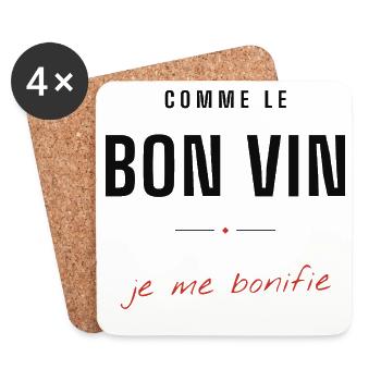 Comme le Bon Vin je me bonifie - Dessous de verre (lot de 4) - blanc - Devant