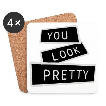 You Look Pretty Funny Complement Self Love Logo - Coasters (set of 4) - white - Front