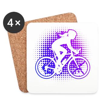 Idée cadeau pour cyclistes sur route - Dessous de verre (lot de 4) - blanc - Devant