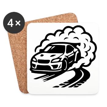 Icône du drift automobile - Dessous de verre (lot de 4) - blanc - Devant