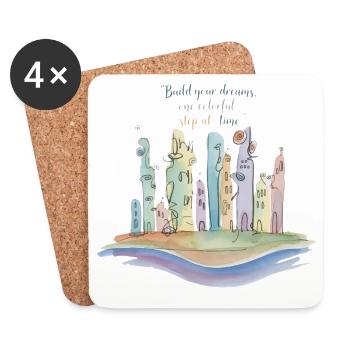 Paysage onirique urbain coloré - Dessous de verre (lot de 4) - blanc - Devant