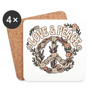 Amour et paix - Dessous de verre (lot de 4) - blanc - Devant