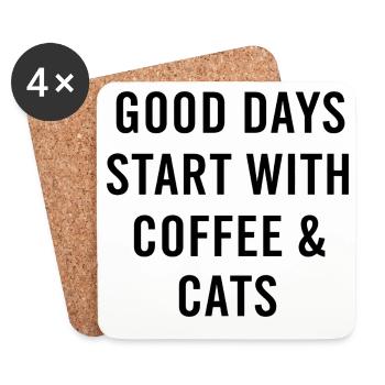 Good Days Start With Coffee And Cats - Untersetzer (4er-Set) - Weiß - Vorne
