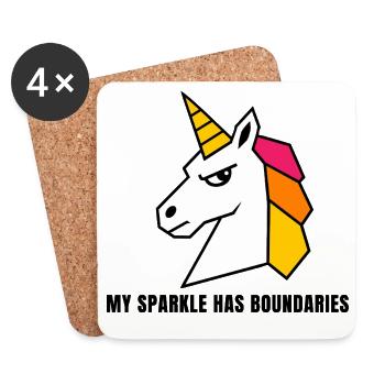 Geometrischer Regenbogen-Unicorn - Untersetzer (4er-Set) - Weiß - Vorne