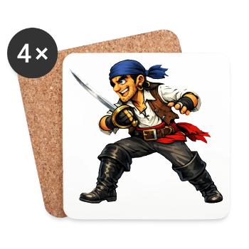 Fighting Pirate - Coasters (set of 4) - white - Front