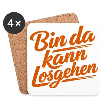 Bin da kann losgehen |  Motivation Spruch - Untersetzer (4er-Set) - Weiß - Vorne