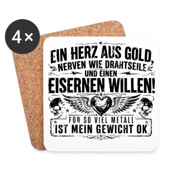Ein Herz aus Gold, Nerven wie Drahtseile und einen - Untersetzer (4er-Set) - Weiß - Vorne