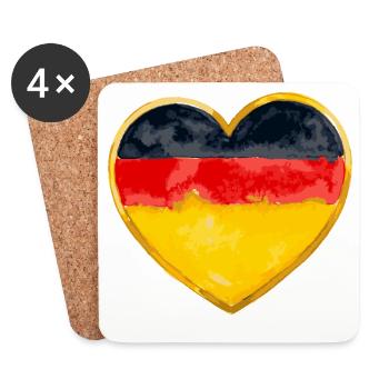 Deutsche Flagge Herz Design - Untersetzer (4er-Set) - Weiß - Vorne