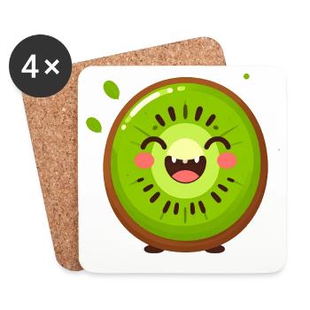 Kiwifrucht Lächel-Design - Untersetzer (4er-Set) - Weiß - Vorne