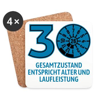 HU Juli 2026 - 30 Jahre - Geburtstag Geschenk - Untersetzer (4er-Set) - Weiß - Vorne