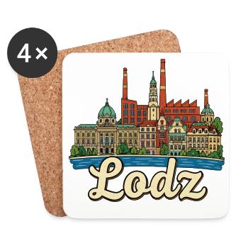 Lodz Poland Industrial Architecture Retro Sketch - Coasters (set of 4) - white - Front