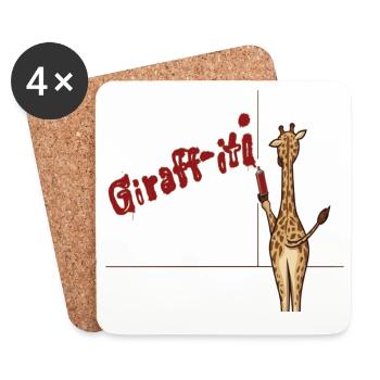 Giraffiti - Dessous de verre (lot de 4) - blanc - Devant