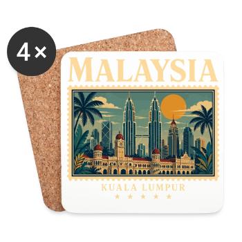 Tournée vintage de Malaisie à Kuala Lumpur - Dessous de verre (lot de 4) - blanc - Devant