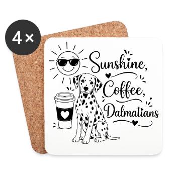 Soleil - Café - Dalmatiens - Dessous de verre (lot de 4) - blanc - Devant