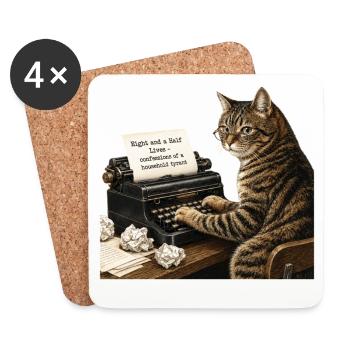 Romanautor Cat - Untersetzer (4er-Set) - Weiß - Vorne