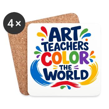 Kunstlehrer Farben die Welt – Lehreranerkennung - Untersetzer (4er-Set) - Weiß - Vorne