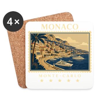 Monaco Monte-Carlo Vintage Reisemarke - Untersetzer (4er-Set) - Weiß - Vorne