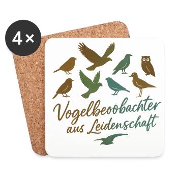 Vogelbeobachter aus Leidenschaft - Untersetzer (4er-Set) - Weiß - Vorne