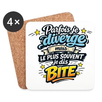 Parfois je diverge, mais le plus souvent... - Dessous de verre (lot de 4) - blanc - Devant