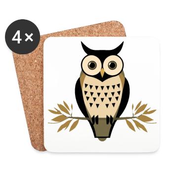 Urban Owl Nature Symbol Streetwear - Coasters (set of 4) - white - Front