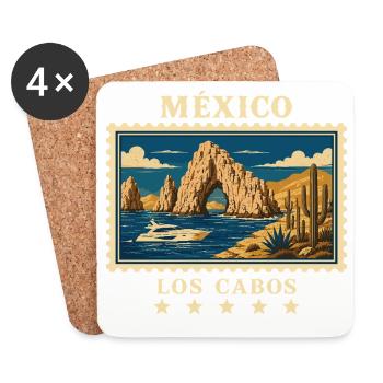Mexiko Los Cabos Vintage Reisemarke - Untersetzer (4er-Set) - Weiß - Vorne