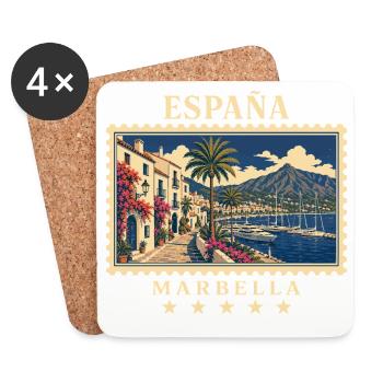 Spanien Marbella Vintage Reisemarke - Untersetzer (4er-Set) - Weiß - Vorne