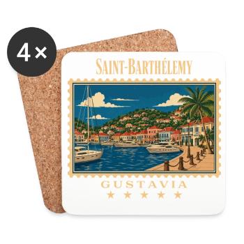 Saint-Barthélemy Gustavia Vintage Reisemarke - Untersetzer (4er-Set) - Weiß - Vorne
