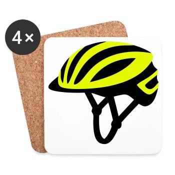 Yellow Bicycle Helmet Graphic - Coasters (set of 4) - white - Front