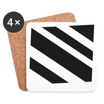 Motif diagonal noir blanc - Dessous de verre (lot de 4) - blanc - Devant