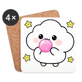 Kawaii Cloud Bubblegum Puff - Coasters (set of 4) - white - Front