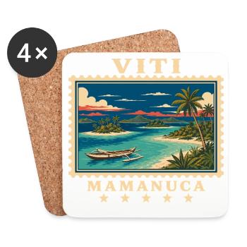 Fiji Mamanuca Vintage Travel Brand - Coasters (set of 4) - white - Front