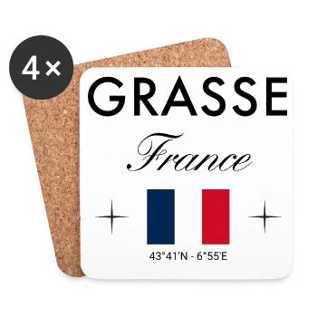 Grasse Frankreich Koordinaten Reise Souvenir - Untersetzer (4er-Set) - Weiß - Vorne