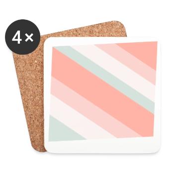 Pastel Diagonal Stripes Peach Mint - Coasters (set of 4) - white - Front