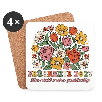 Frührente 2027 Nicht mehr zuständig Retro Blumen - Untersetzer (4er-Set) - Weiß - Vorne