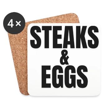 STEAK & EGGS | Carnivore T-Shirt | Breakfast of Ch - Coasters (set of 4) - white - Front