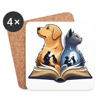 Paw friendship in the book - Coasters (set of 4) - white - Front