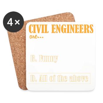 Civil Engineer Construction Site Construction Worker - Coasters (set of 4) - white - Front