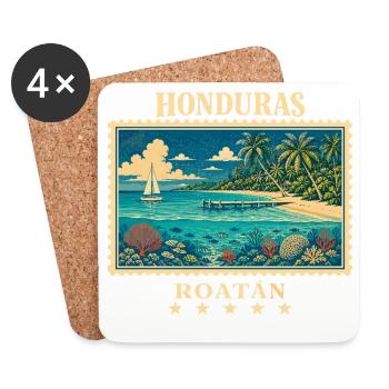 Honduras Roatán Vintage Reisemarke - Untersetzer (4er-Set) - Weiß - Vorne