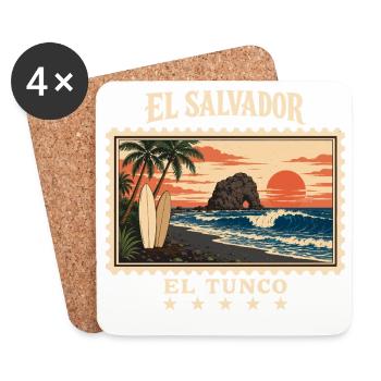 El Salvador El Tunco Vintage Reisemarke - Untersetzer (4er-Set) - Weiß - Vorne