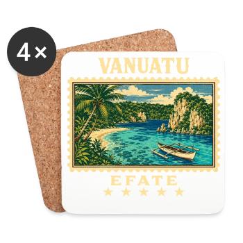 Marque de voyage vintage Vanuatu Efate - Dessous de verre (lot de 4) - blanc - Devant